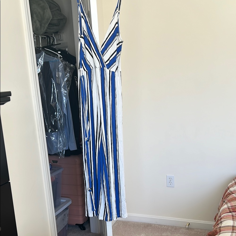 Striped Blue and White Women's jumpsuit